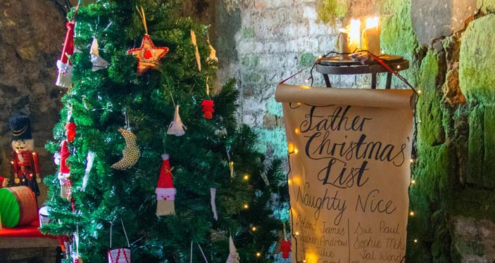 father christmas naughty and nice list with christmas tree ad gifts