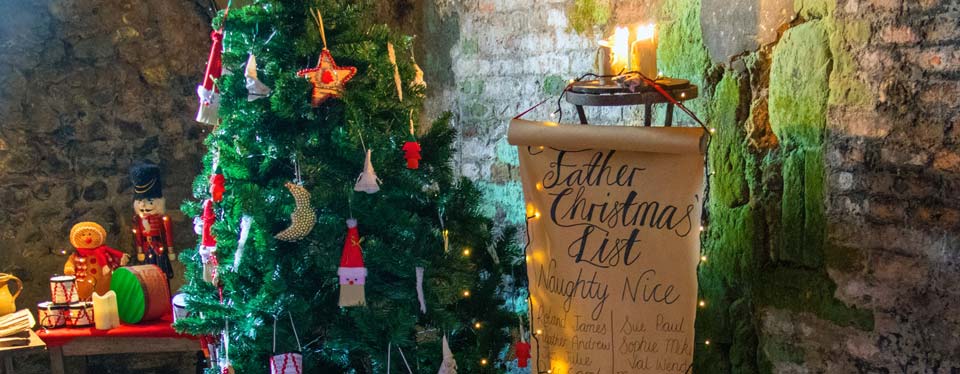 father christmas naughty and nice list with christmas tree ad gifts