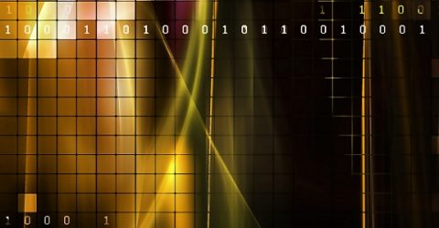 digital image showing binary on yellow and black tiles
