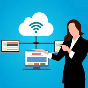 flat style illustration of a cloud network