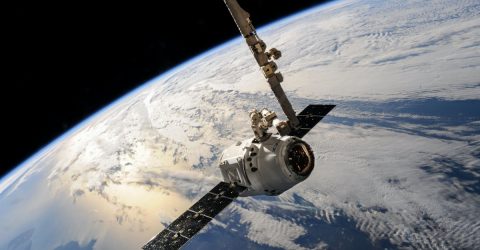 an image of a Space X satellite orbiting earth