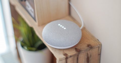 a google home assistant on a table
